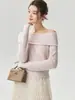 75% caxemira, 25% seda de amoreira, top de tricô de um ombro só, suéter curto elegante e estiloso para mulheres com cintura ajustada e efeito emagrecedor