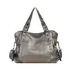 Bolso de hombro de cuero suave de gran capacidad transfronterizo, bolso de mano estilo motocicleta retro, bolso tote casual y elegante