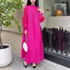 Artículo de Comercio Exterior de Alta Venta: Vestido para Mujer Estilo Issey Miyake con Acabado de Alta Gama, Diseño Floral Tridimensional, Mangas de Linterna, Bata Suelta Talla Grande, Vestido Largo