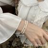 Pulsera elástica Chen Mo de estilo suave, sencilla, retro, con cuentas doradas y perlas, ideal para todo tipo de ocasiones, con diseño exclusivo para mujer.