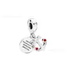 Panjia Dora Plata de Ley S925 Corazón Rosa Flor de Primula Colgante Pulsera Redonda con Cuentas Pulsera Accesorios DIY