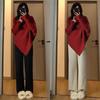 Top de punto suave estilo coreano suelto y perezoso 2023, Suéter grueso de color sólido irregular de cuello alto para mujer, Ropa interior de otoño