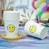 Vasos de Papel, Vasos Desechables, Vasos de Agua Espesos con Cara Sonriente, Venta al por Mayor por Caja Completa, Vasos de Té Festivos para el Hogar, la Oficina Comercial, Vasos de Papel