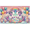 Tecido de Fundo de Aniversário de Unicórnio Novo Desenho Animado Transfronteiriço Decoração de Festa Infantil Adereços para Foto de Fundo