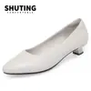 Zapatos Planos Cómodos y No Cansan Pies Zapatos Individuales Negros de Tacón Medio Tacón Grueso Tacón Bajo Zapatos de Piel Zapatos de Trabajo Herramienta de Trabajo Profesional para Mujer