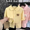Conjunto de Ropa de Casa para Niñas, Cardigan de Dibujos Animados de Otoño, Pijama de Manga Larga Conjunto de Dos Piezas, Traje con Cuello para Niños