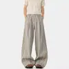 Calça Casual Listrada Fluida Estilo Old Money para Homens, Adequada para o Trabalho, Design Simples de Retalhos, Moda Retrô Tendência Versátil