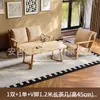 Juego de Mesa y Sillas Casuales, Una Mesa y Dos Sillas, Juego de Tres Piezas, Silla Sofá Individual para Balcón Pequeño, Casa de Huéspedes Hotel, Estilo Madera Natural