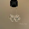 Brincos Grandes Florais Dupla Face Gelo-Transparente Super Fada Sereia Fantasia Estilo Francês, Brincos de Design Nicho Estilo Feriado Transparentes