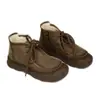 Sapato de Couro Artesanal de Couro de Vaca Forrado com Lã de Algodão para Mulheres no Inverno Quente Estilo Florestal Costurado à Mão Botas de Algodão Sola Macia Sola Grossa Inverno Novo