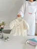INS ropa de bebé atuendo de otoño enterizo de malla con volantes vestido para bebés niñas dulce princesa atuendo de primer mes