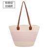 Bolso de Paja de Cuerda de Algodón Rayado Bolso Tejido Personalizado Bolso Tote de Hombro de Gran Capacidad para Mujer Bolso de Playa para Vacaciones en la Costa para Mujer