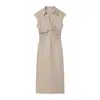 Falda Larga Za Estilo Europeo y Americano Transfronterizo Nueva Tendencia de Moda Verano 2025 para Mujer Vestido Midi con Cuello Polo