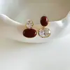 Pendientes Vintage de Plata con Aguja y Diamantes, Forma Cuadrada, Pendientes Retro de Alta Gama para Otoño e Invierno, Pendientes Exquisitos Versátiles para Mujer
