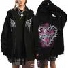 Ropa Milenio Transfronteriza de Aliexpress Otoño e Invierno Sudadera con Cremallera de Lana Sudadera con Cremallera Gótica Unisex Corte Holgado