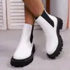 Botines de tacón grueso para mujer estilo europeo y americano 2025, botas adelgazantes de suela gruesa para otoño e invierno, talla grande, dropshipping transfronterizo