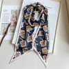 Lenço de seda estampado estilo coreano cachecol estreito cachecol de seda dupla camada cachecol dupla face cachecol longo gravata cabelo elegante lenço de cabeça bolsa de gravata feminina para o verão