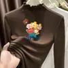 Ropa interior térmica para niñas Otoño/Invierno 2026 Nuevo estilo Terciopelo alemán Top de manga larga con volantes y cuello alto para niños de mediana y mayor edad