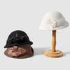Hua Qiao - Gorro de lana nuevo para otoño e invierno, malla de seda, cáñamo, flor, elegante, para mujer