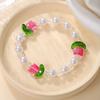 Pulseira de Contas de Cristal de Tulipa Doce Nicho Estilo Japonês e Coreano Moda Flor Combina com Tudo Pulseira de Pérolas para Mulheres