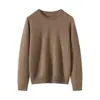 100% cachemira pura corte ajustado casual cuello redondo versátil manga larga camiseta base suéter cálido tejido de punto