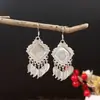 Estilo Étnico Plata Imitación Miao Hechos a Mano Accesorios para Pendientes Base Vacía Incrustación Recorte Pendientes Largos con Borlas Venta al por Mayor