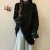 Top Térmico de Terciopelo Cálido con Pedrería de Cuello Alto y Manga Larga para Mujer Talla Plus, Nuevo Estilo Otoño e Invierno, Corte Holgado, Adelgazante y Favorecedor de la Figura, Prenda Base