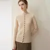 Cárdigan de punto 100% cachemira pura para mujer, nuevo estilo otoño e invierno, de un solo pecho, cuello redondo, bordes enrollados, estilo coreano, suave y amigable con la piel