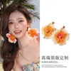 Aretes de Flor de Rafia en Tela de Aguja de Plata Estilo Vacacional, Modernos y Sencillos, Aretes Elegantes con un Toque de Lujo Nicho para Mujeres