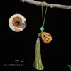 Palo de Sándalo Verde Tallado Hueco Flor de Loto Calabaza Montaña Colgante Accesorio para Teléfono Móvil Llavero Regalo