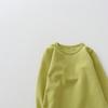 Camiseta Base de Algodón Puro de Manga Larga para Niños 2026 para Primavera y Otoño, Top Cepillado de Color Sólido Holgado con Cuello Redondo para Niños y Niñas