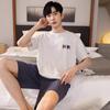 Pijama Longsha Masculino Verão Fino Algodão Puro Manga Curta Shorts Roupa de Casa Casual de Alta Qualidade para Adolescentes e Meninos conjunto