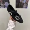 Zapatos Planos con Puntera Cuadrada y Pedrería, Elevación Interna, Zapatos para Mujer 2025 Otoño e Invierno, Zapatos Grises con Forro de Felpa, Mary Jane, Zapatos de Noche
