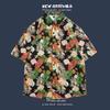 Camisa floral de manga corta para vacaciones de verano en la playa transfronterizas, camisa hawaiana de moda para hombre, camisa holgada de playa para parejas