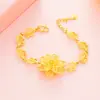 Pulseira Flor de Rosa Banhada a Ouro Puro 999, Joia de Mão Estilo Étnico com Filigrana Oca Banho de Ouro Imitação Vietnamita para Mulheres