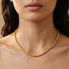 Cadena Figaro de acero inoxidable transfronteriza, cadena retorcida, collar de onda de agua, joyería de acero de titanio electrochapado al vacío de 18k, al por mayor en stock