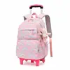 Mochilas con Ruedas para Estudiantes de Primaria para Niñas de 2º a 6º Grado, Mochilas de Gran Capacidad para Estudiantes de Secundaria, Desmontables y de Piernas Altas