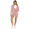 211251 Outono e inverno europeu e americano novo conjunto de shorts de moda feminina com capuz e zíper de cor sólida