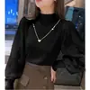 Suéter de Punto de Cuello Medio para Mujer, Nuevo Estiloso Encaje Primavera 2026 Top Básico de Alta Calidad