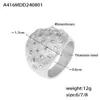 Anillo de dedo con incrustaciones de diamantes de imitación, de gran venta transfronteriza, chapado en acero de titanio y oro de 18 quilates, con forma de burbuja, con diamantes redondos y cara ancha, joyería personalizada popular para mujer