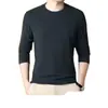 Camada de Base Térmica Masculina Outono/Inverno Novo Estilo Cor Sólida Ombro Normal Gola Redonda Casual Versátil Modelador Quente