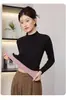 2026 Nova Camisa Base Térmica com Gola Alta Meia-Altura Forrada de Lã Grossa para Mulheres, Roupa Interna Térmica de Outono e Inverno, Roupa de Manga Longa para Mulheres