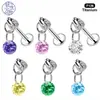 ¡Wow, Joyería para Piercing Personalizada Cabeza de Bala Estrella de Cinco Puntas Redonda Marquise Circonita Pendientes de Barra Recta F136 Aleación de Titanio