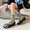Zapatos de tacón bajo estilo Chanel, estilo suave, con lazo, zapatos individuales, nuevo estilo 2026, boca poco profunda, punta redonda, zapatos de ballet de hada, zapatos de abuela 966-15