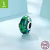 Estilo Vintage Plata S925 Trébol de Cuatro Hojas Cuentas de Vidrio Artístico DIY Pulsera de la Suerte