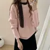 Suéter de punto trenzado retro coreano para mujer, otoño invierno, engrosado, cuello redondo, jersey, estilo holgado y perezoso, top interior