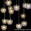 Accesorios de Boda 10 Lámparas de Araña de Bolas Acrílicas Bordadas de Rosas Decoración de Boda Luces Decorativas de Ambiente Flores de Cristal Transparente