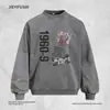 Sudadera con cuello redondo y estampado de figura digital para hombre, primavera y otoño, holgada, tendencia americana, tie-dye vintage, top deportivo