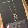 Collar Colgante de Zirconia con Lazo Corazón para Niña Cadena Popular Transfronteriza Moda Lujo Ligero Cadena para Clavícula Nicho Versátil