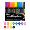 Estuche de 24 Colores de Bolígrafo de Contorno Doble Linea Bolígrafo Flash Fantasía Marcador Color Metalizado Marcador Fluorescente Cuenta Manual DIY